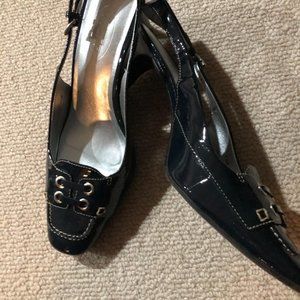 Talbot's Navy Blue Patent Sling Back Pump Size 7 1/2 B